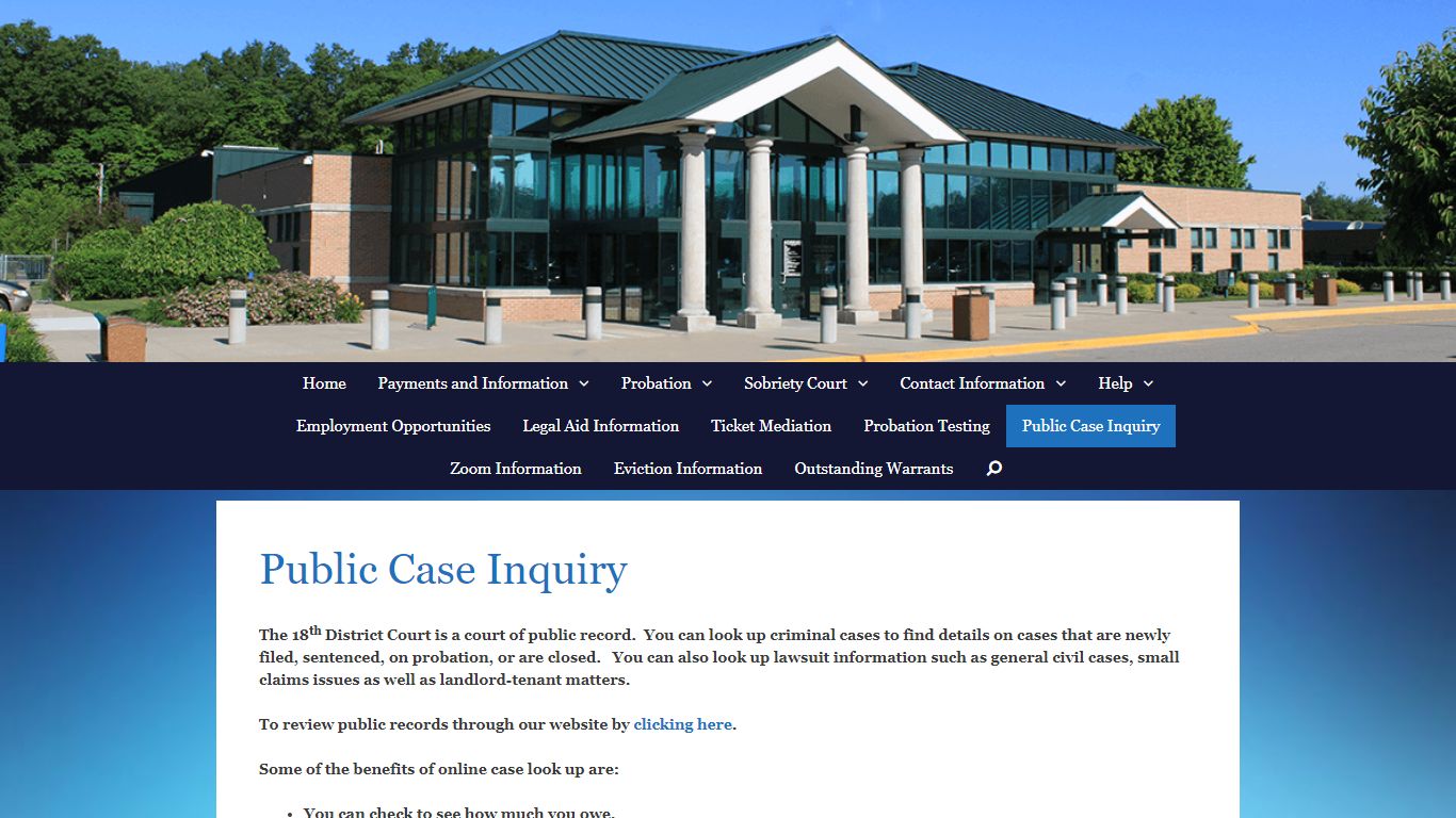 Public Case Inquiry - 18th District Court