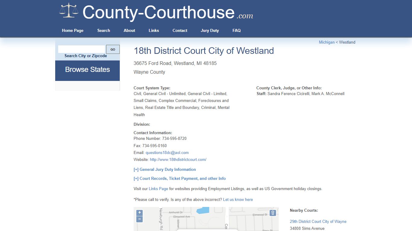 18th District Court City of Westland in Westland, MI ...