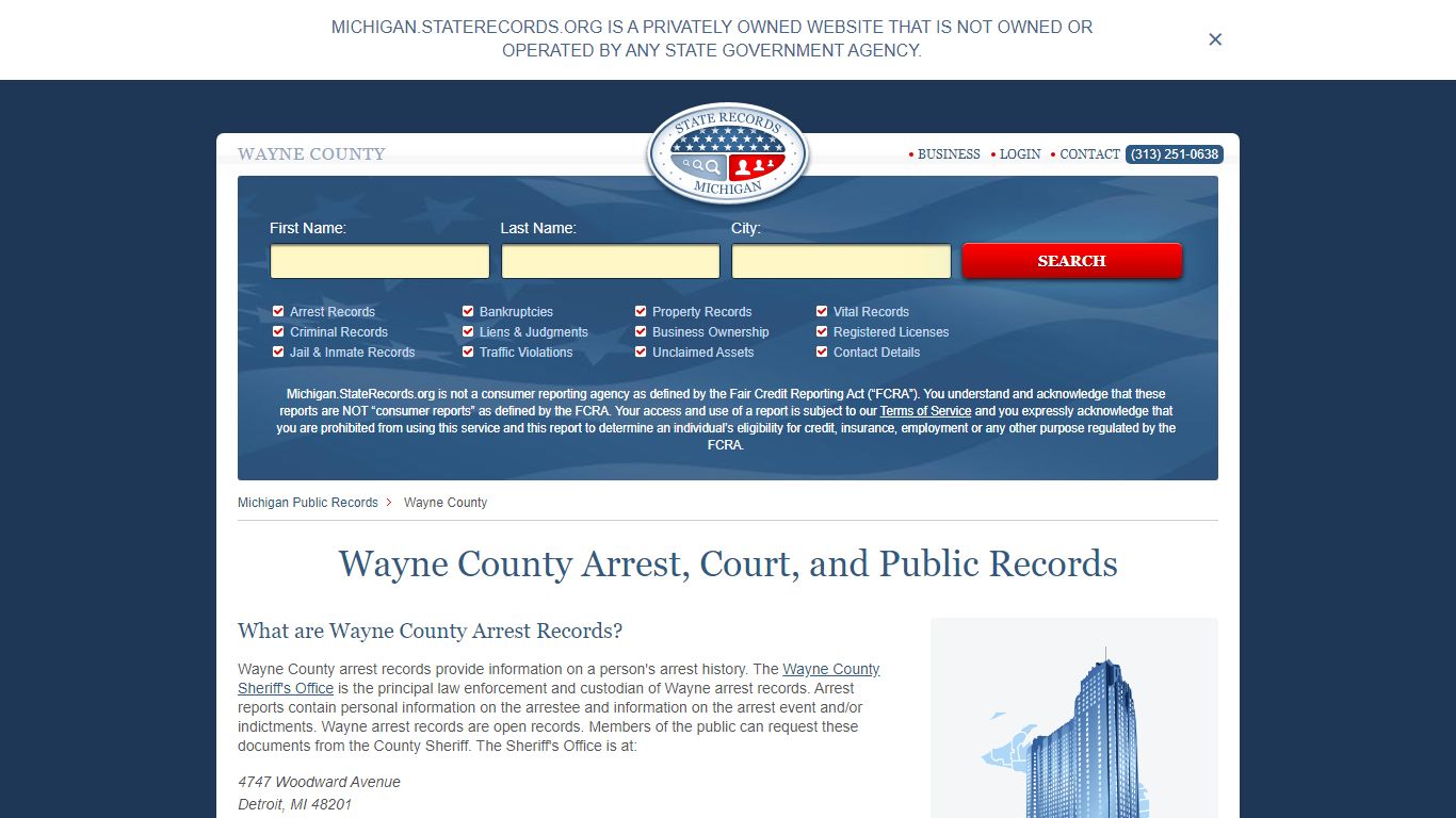 Wayne County Arrest, Court, and Public Records